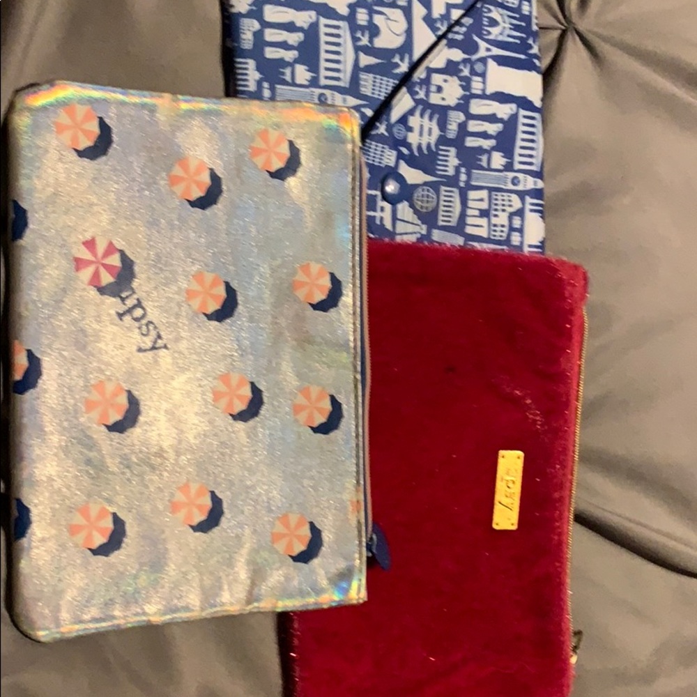 Used Ipsy bags, stained on the inside from makeup.